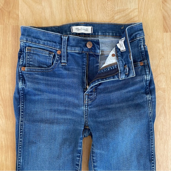 Madewell 9” High Rise Skinny Crop Jeans Destructed Hem Medium Wash Ankle Length - Picture 12 of 16